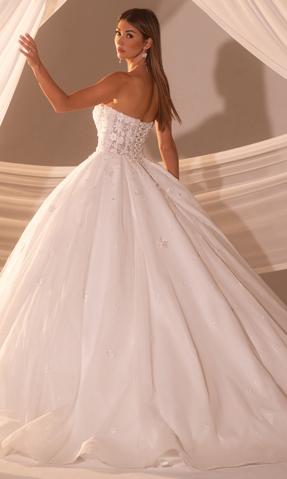 Rachel Allan RB6178 - Layered Tulle Gown with Floral Appliques Wedding Dresses