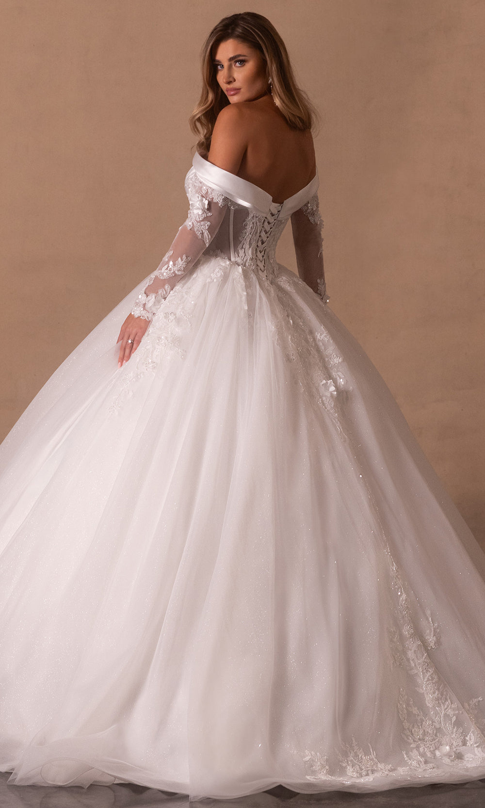 Rachel Allan RB6180 - Off Shoulder Floral Applique Bridal Gown Wedding Dresses