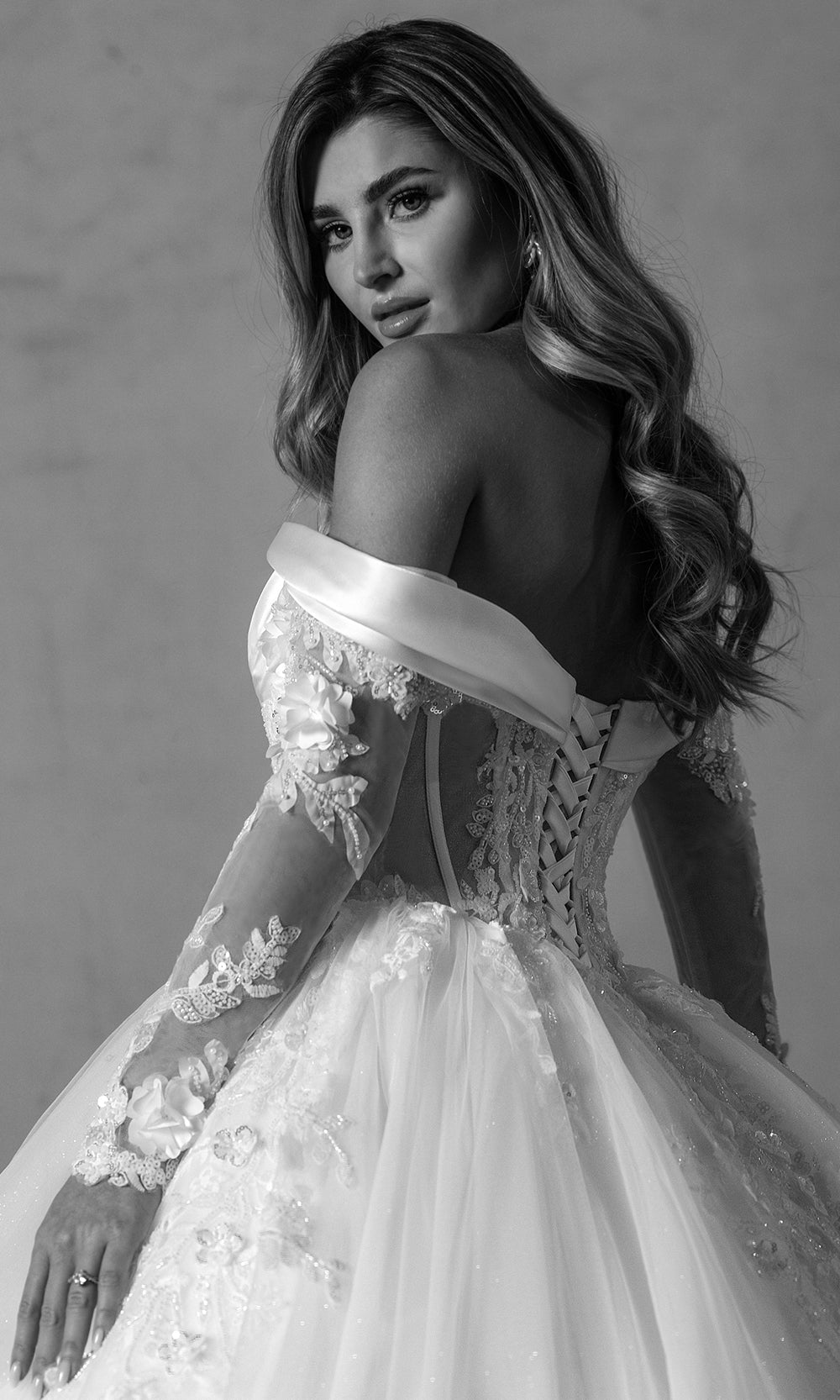 Rachel Allan RB6180 - Off Shoulder Floral Applique Bridal Gown Wedding Dresses