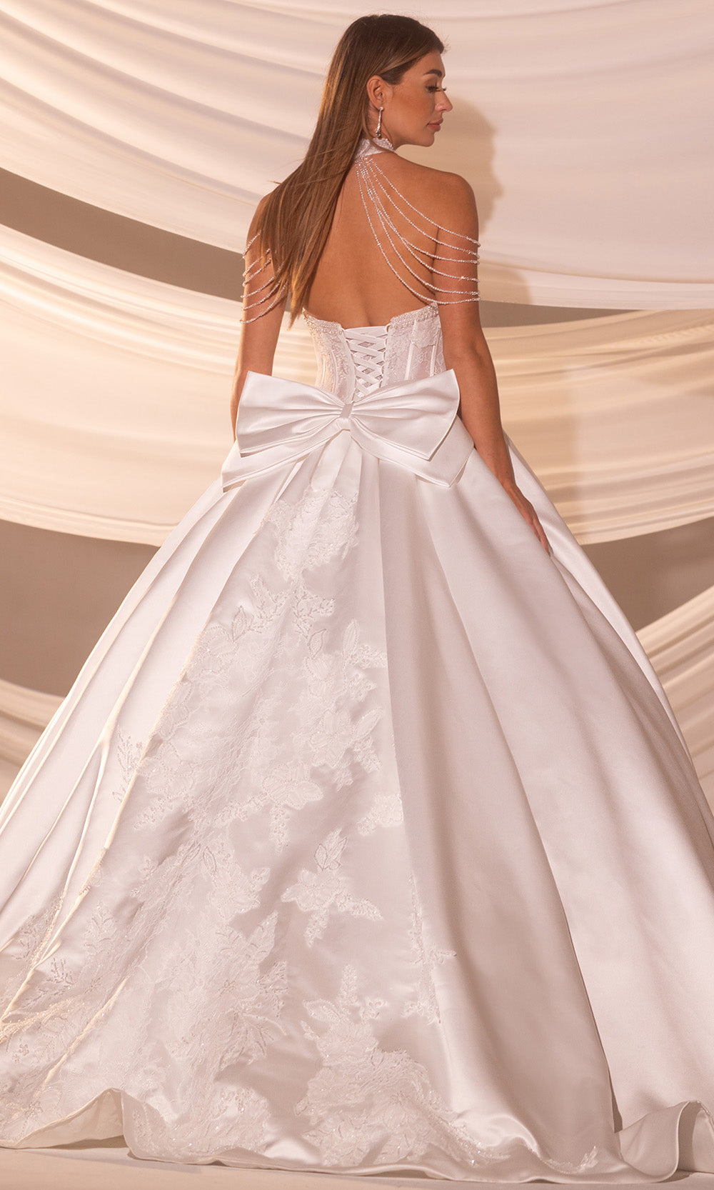 Rachel Allan RB6183 - Embellished Corset Satin Bridal Gown Wedding Dresses