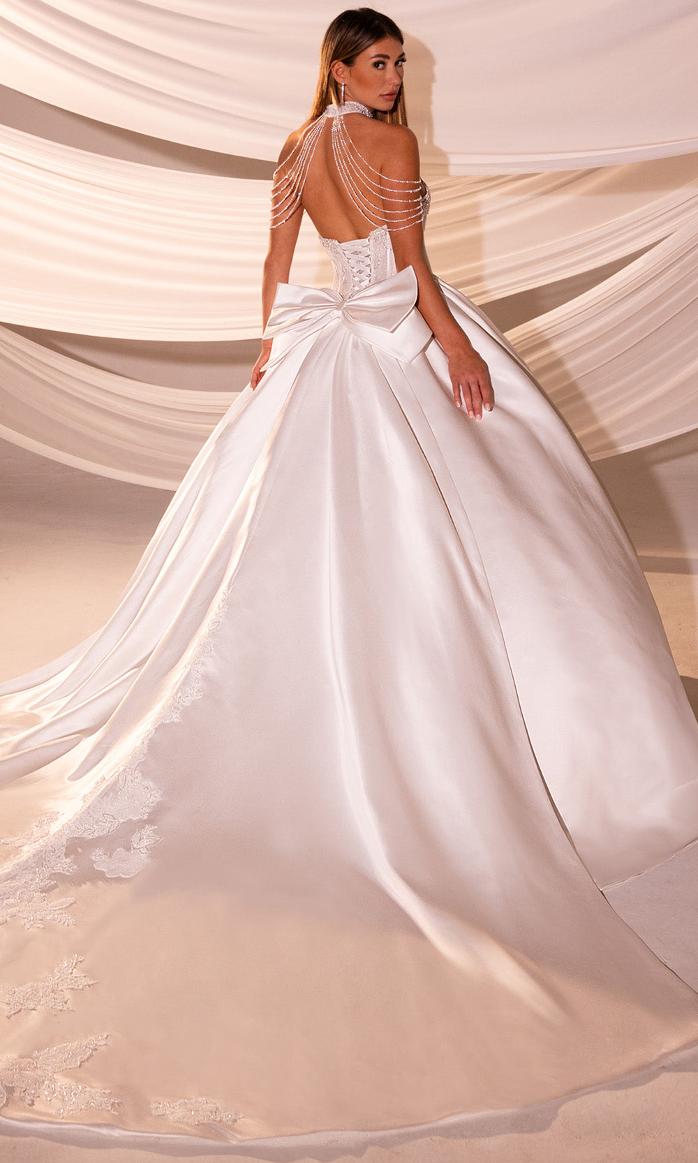 Rachel Allan RB6183 - Embellished Corset Satin Bridal Gown Wedding Dresses
