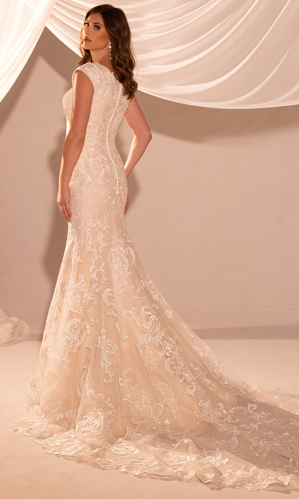 Rachel Allan RB7014 - Cap Sleeve Lace Wedding Gown Wedding Dresses