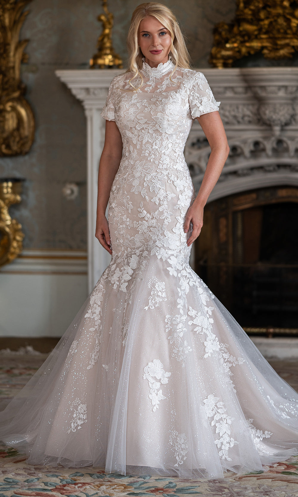 Rachel Allan Bridal RB7023 - Long Tulle, Glitter Tulle, Applique, Beading Mermaid Dress