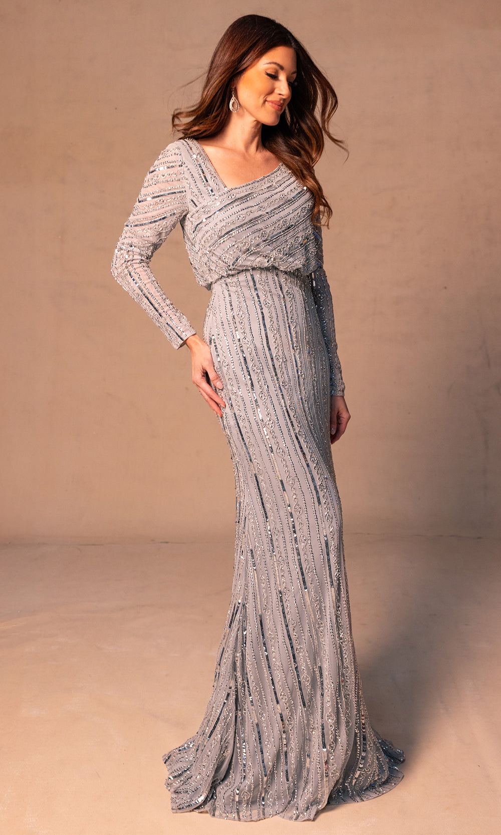 Rachel Allan RB8175 - Long Sleeve Fitted Beaded Gown Mother of the Bride Dresses