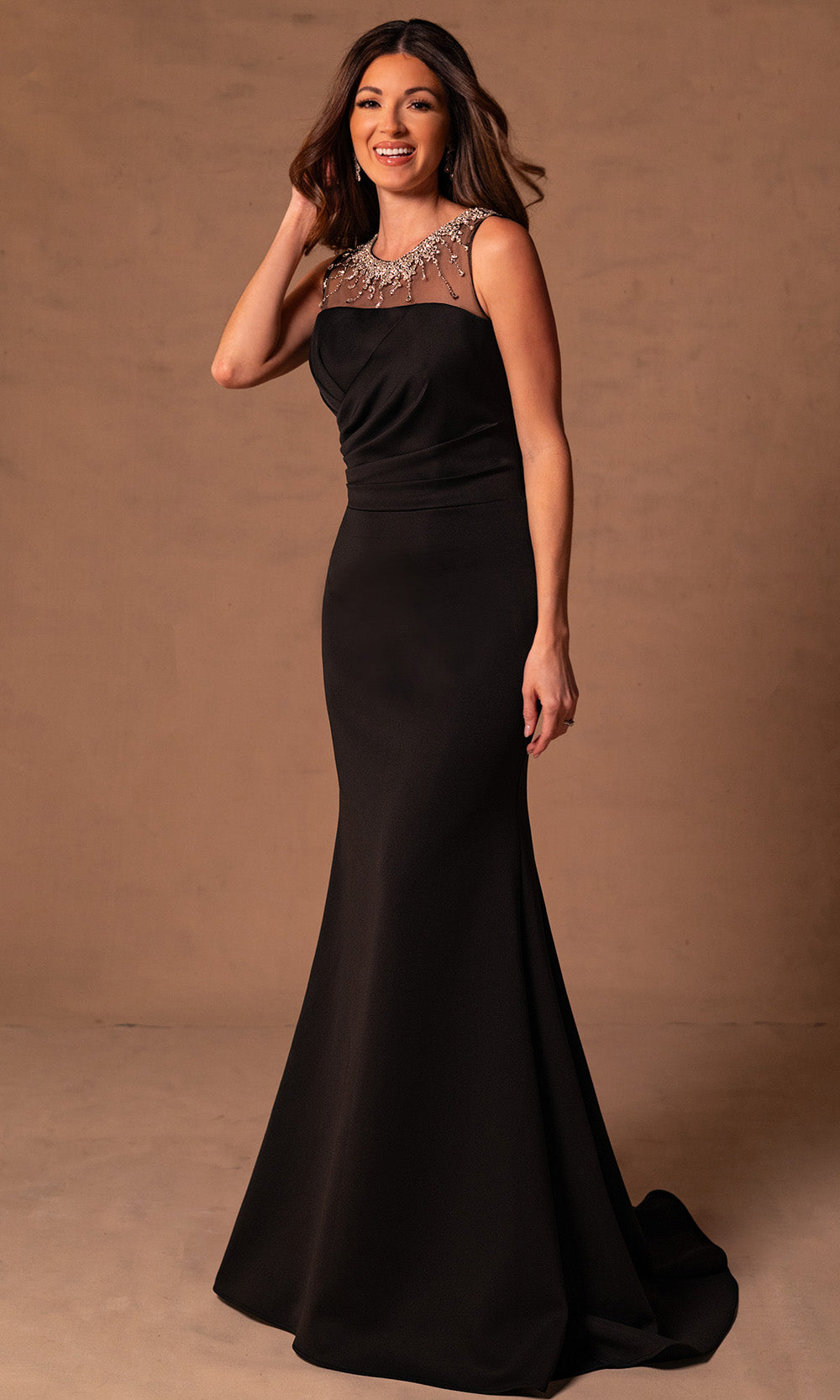 Rachel Allan  - 6168 Lace/Tulle V-neck Sheath Dress