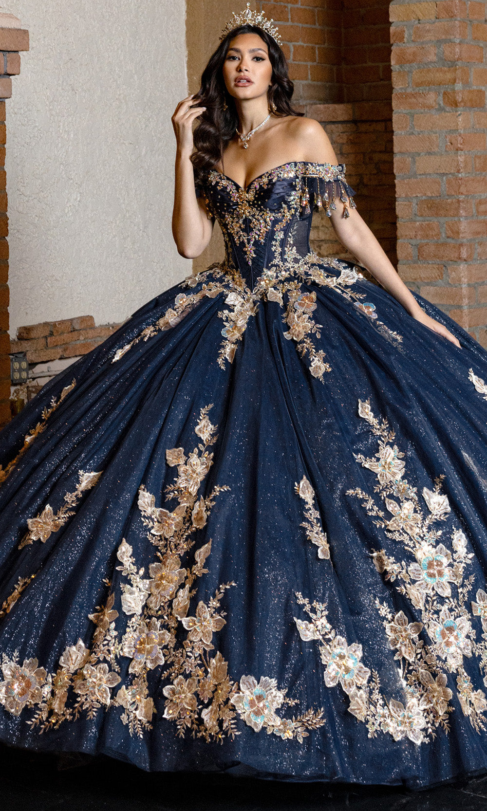 Rachel Allan RQ2228 - Glitter Quince Gown with Applique Quinceanera Dresses
