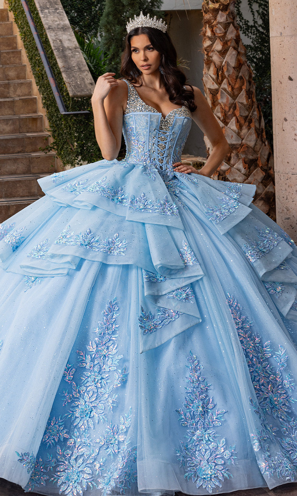 Rachel Allan RQ3158 - Layered Embroidered Sleeveless Gown Quinceanera Dresses