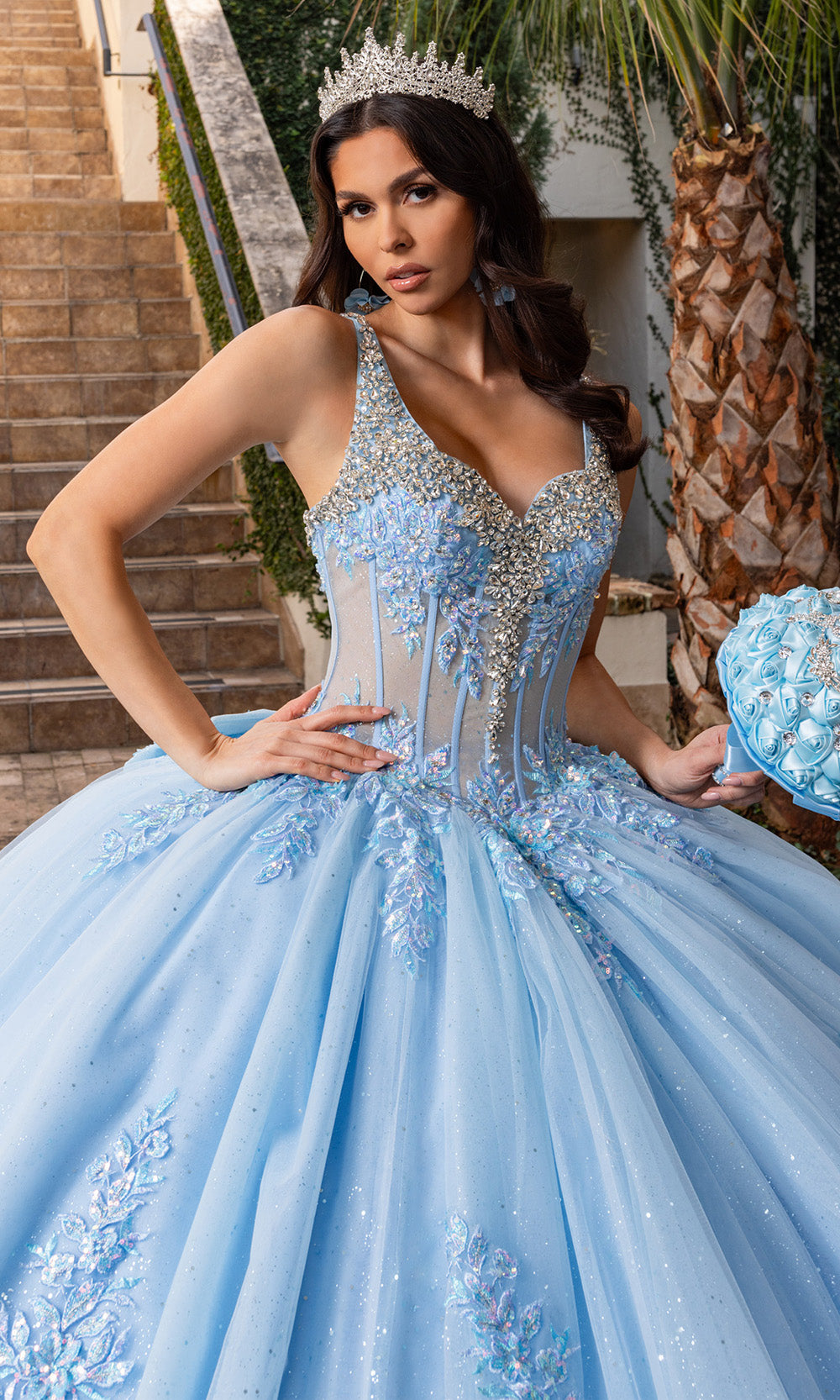 Rachel Allan RQ3158 - Layered Embroidered Sleeveless Gown Quinceanera Dresses