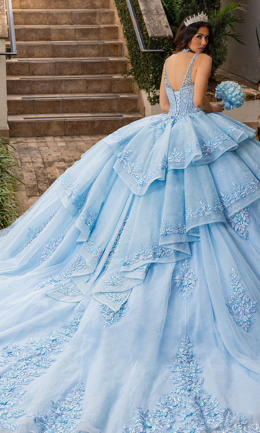 Rachel Allan RQ3158 - Layered Embroidered Sleeveless Gown Quinceanera Dresses