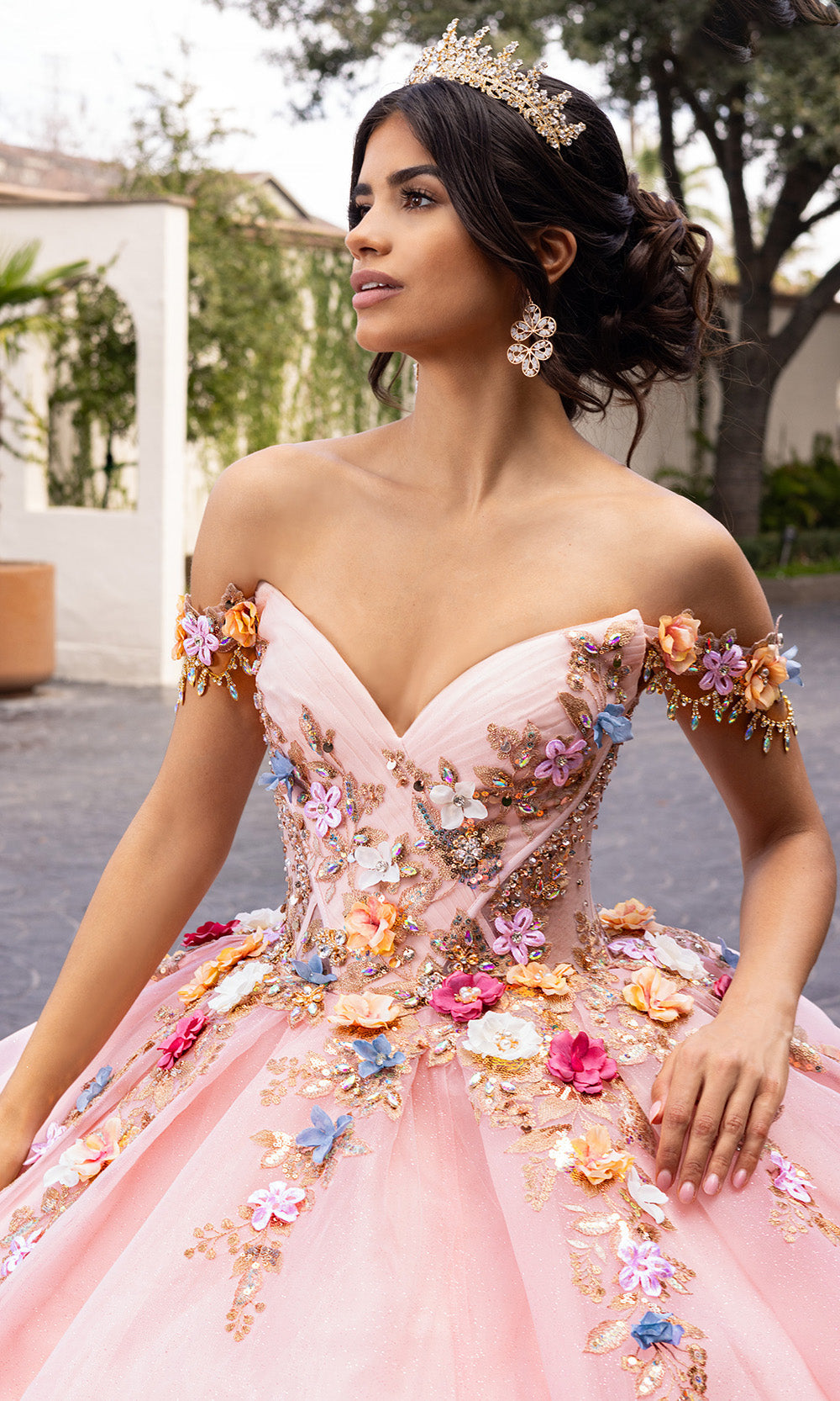 Rachel Allan RQ6000 - Floral Quinceanera Gown with Ruffle Hem Quinceanera Dresses