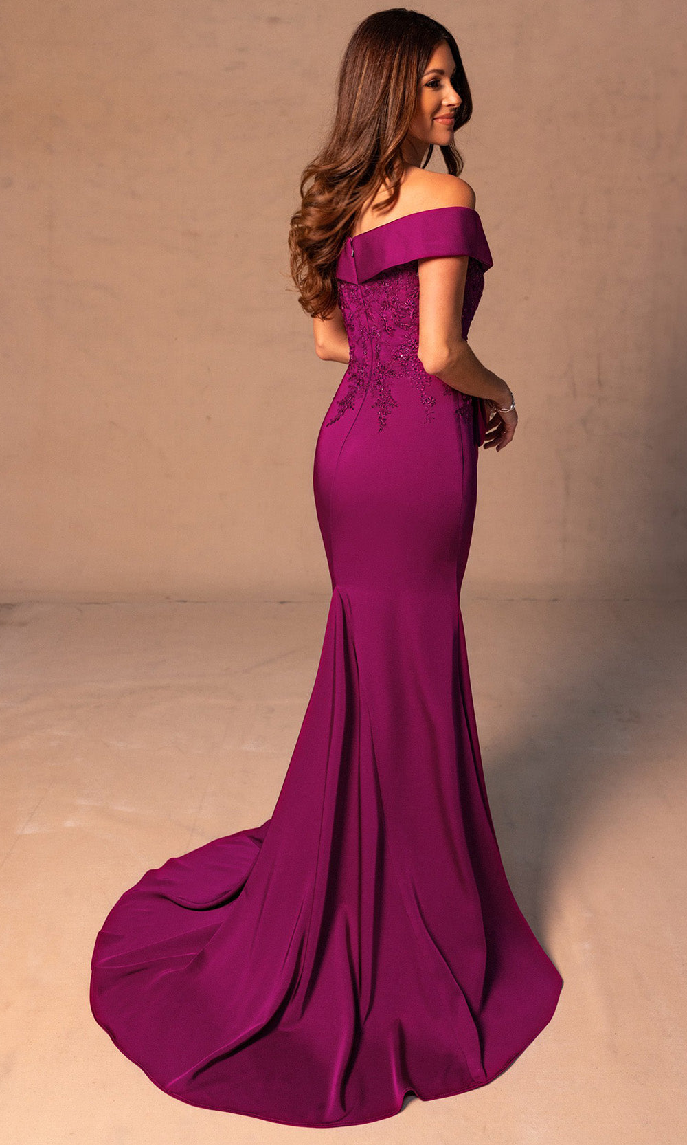 Rachel Allan RB8178 - Sheath Crepe Evening Gown with Peplum Mother of the Bride Dresses