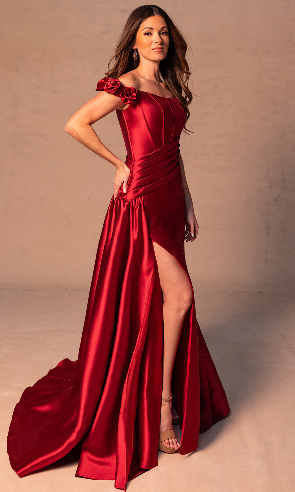 Rachel Allan RB8177 - Off Shoulder Scoop Mikado Gown Mother of the Bride Dresses