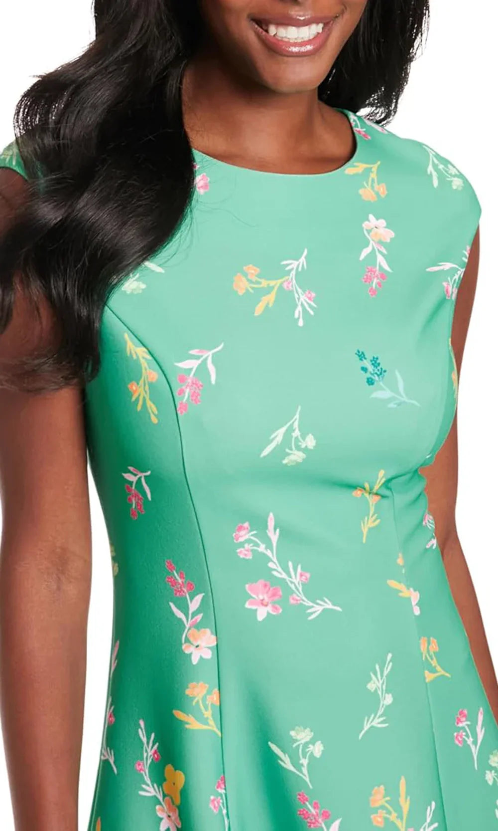 London Times T7431M - Jewel Neck Floral Knee-Length Dress Homecoming Dresses