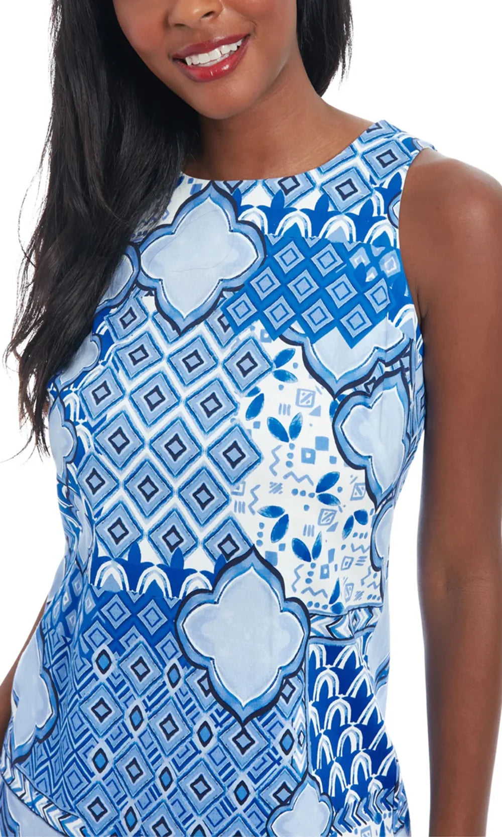 London Times T7930M - Jewel Neckline Print Short Dress Cocktail Dresses