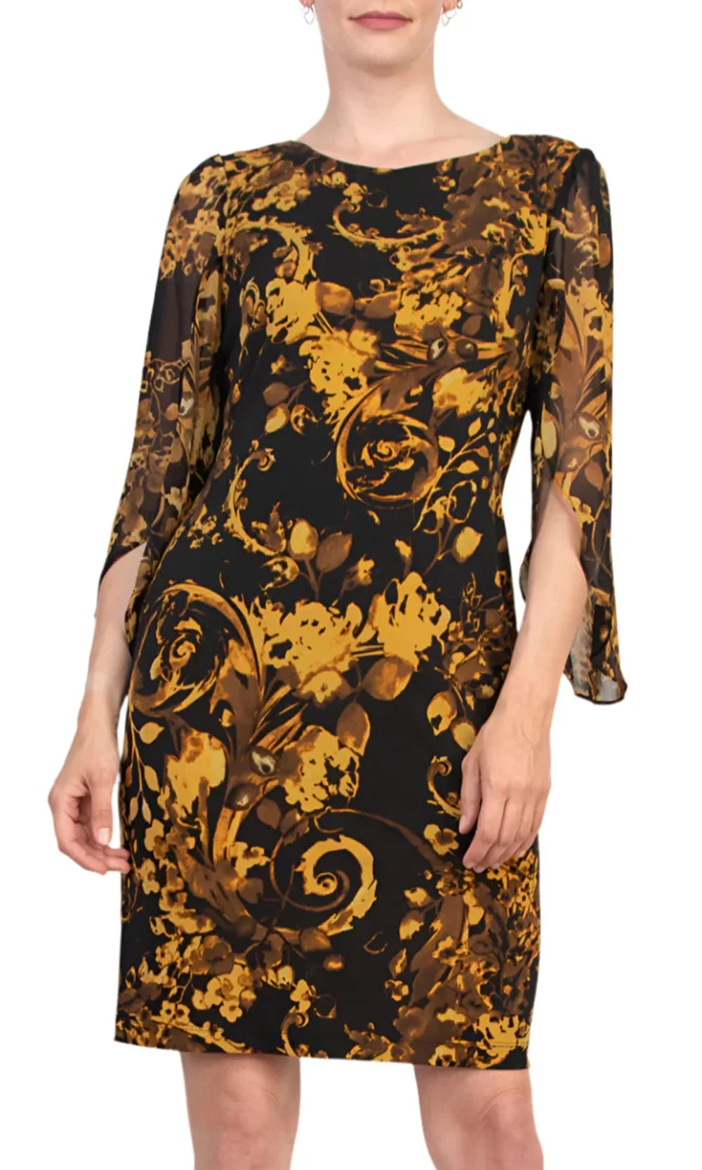 Connected Apparel TCC97727M1 - Bateau Neck Printed Short Dress Homecoming Dresses