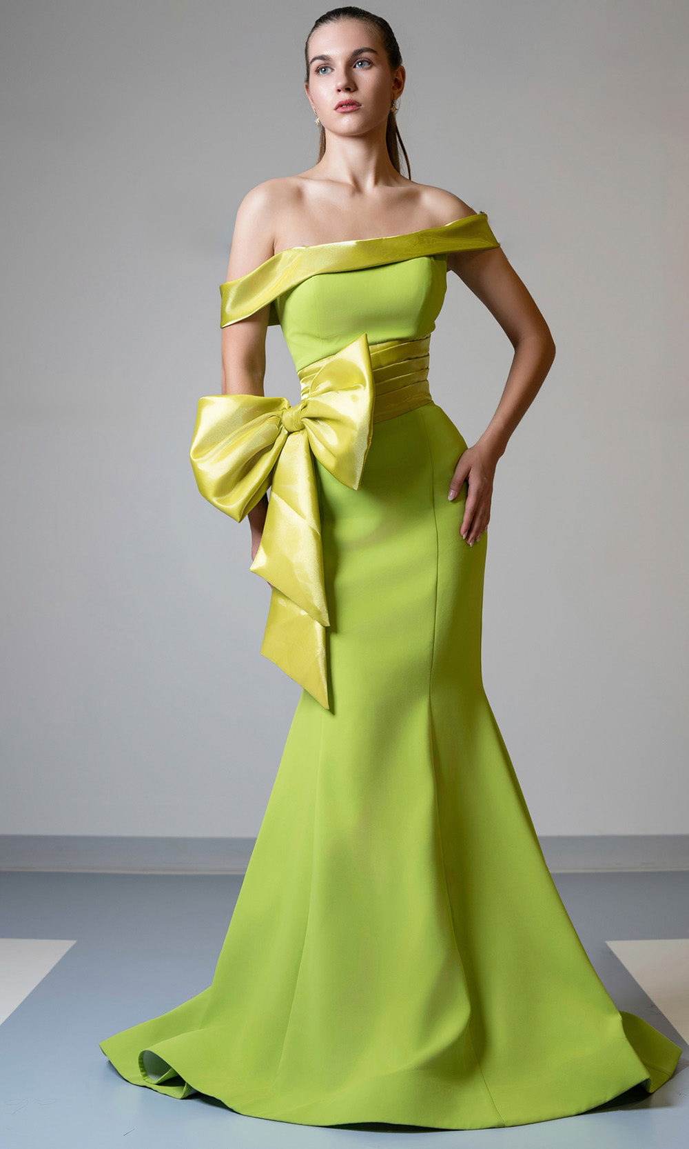 MNM Couture V07546 - Off Shoulder Gown with Bow Detail Evening Dresses