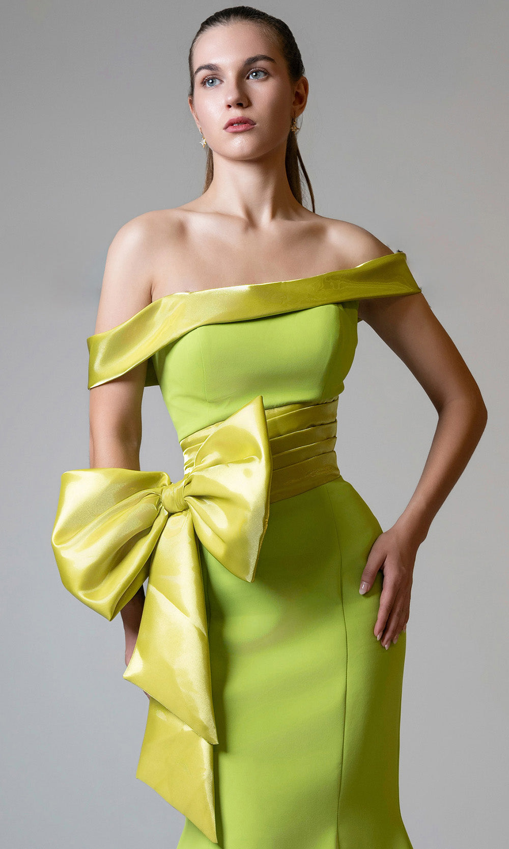 MNM Couture V07546 - Off Shoulder Gown with Bow Detail Evening Dresses