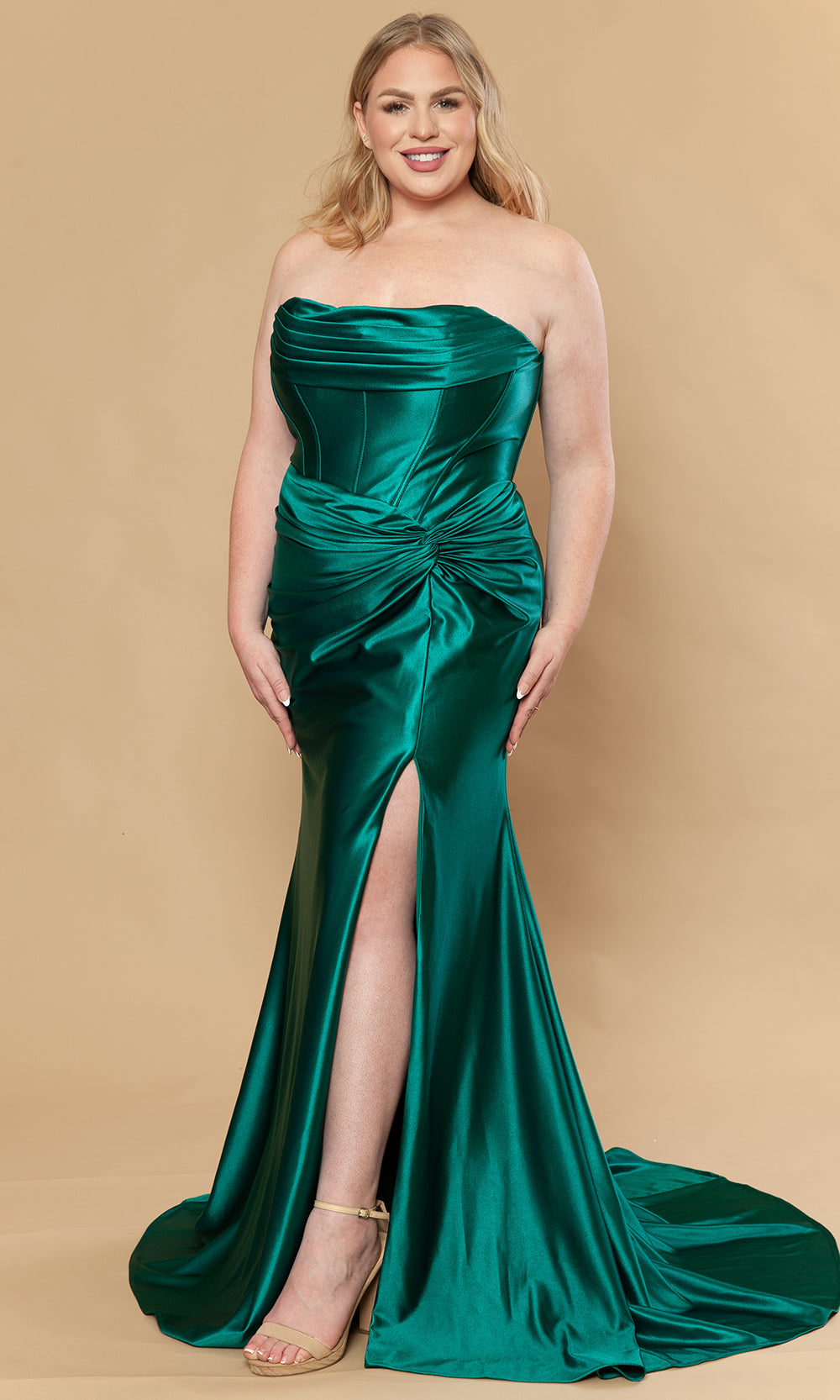Poly USA W1240 - Long Poly Span Satin Sheath Dress