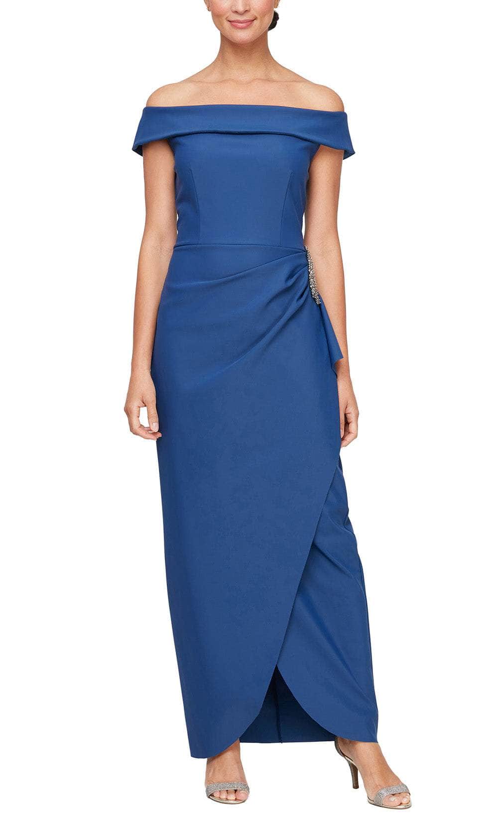 Alex Evenings 134164 - Off Shoulder Column Formal Dress Evening Dresses 2 / Indigo