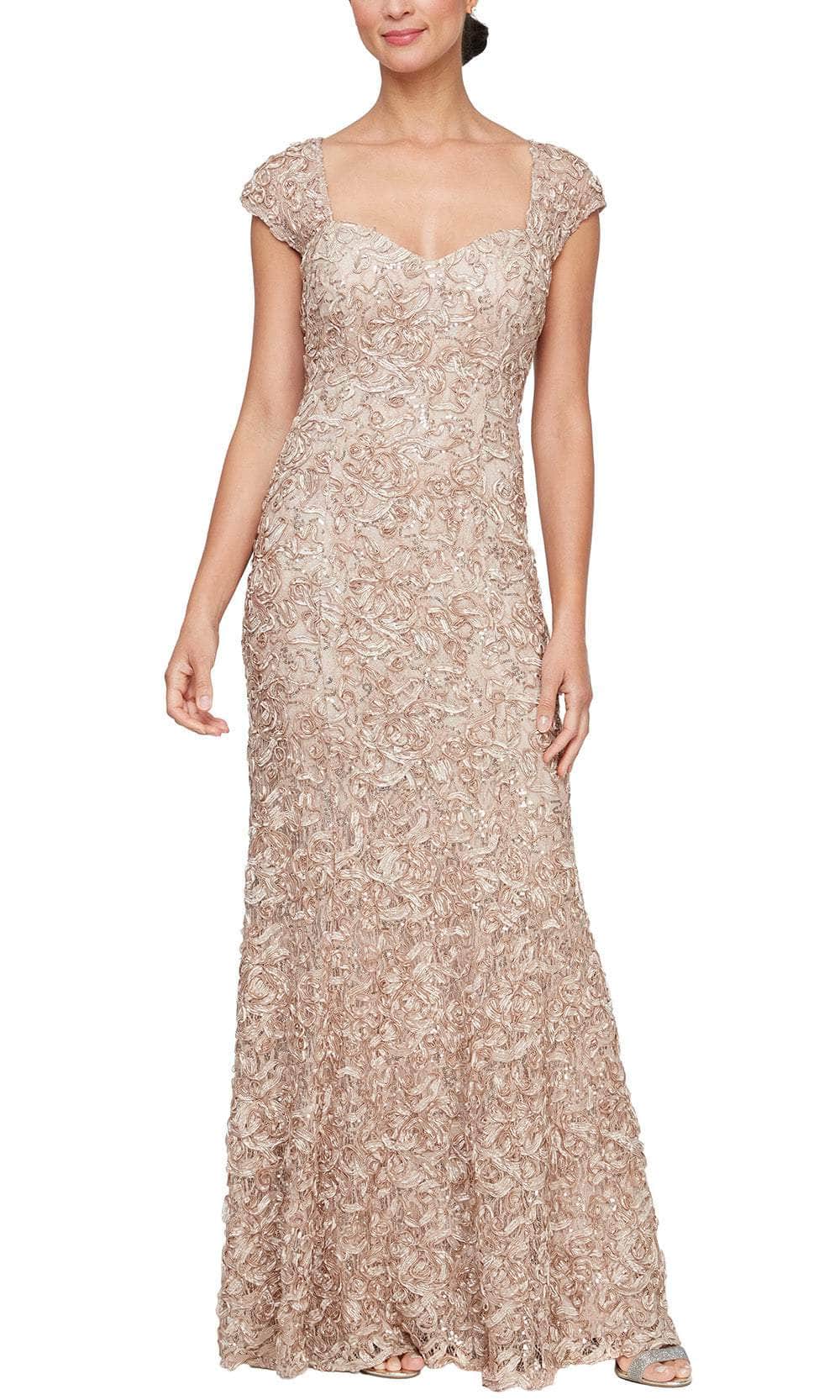 Alex Evenings 81122588 - Cap Sleeve Soutache Formal Dress Mother of the Bride Dresses 4 / Champagne