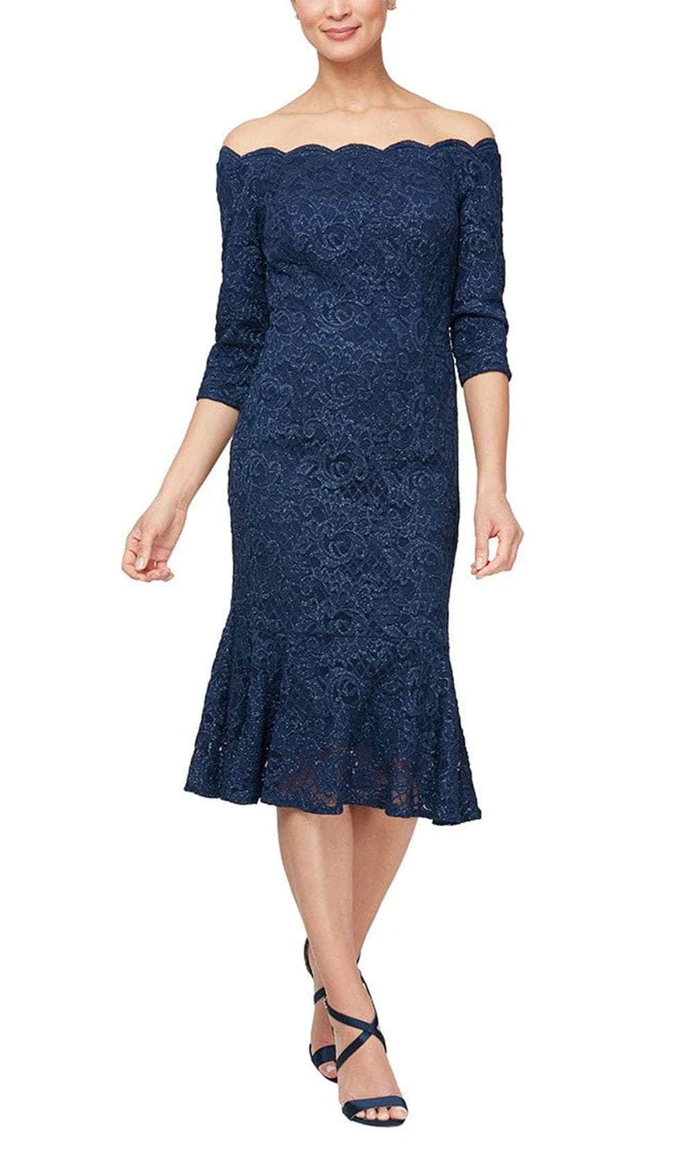 Alex Evenings 81122610 - Scalloped Off Shoulder Dress ADASA Alex Evenings 81122610 - Scalloped Off Shoulder Dress ADASA