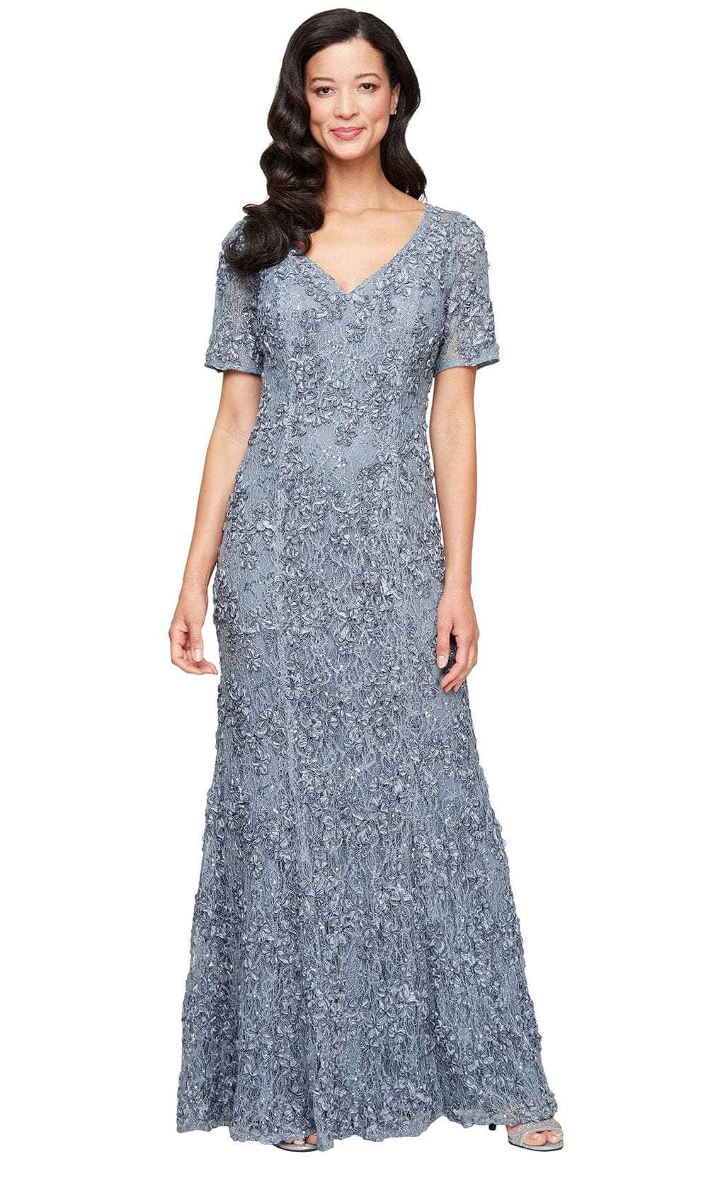 Alex Evenings 81122627 Long 100% Nylon Sheath Dress Soutache