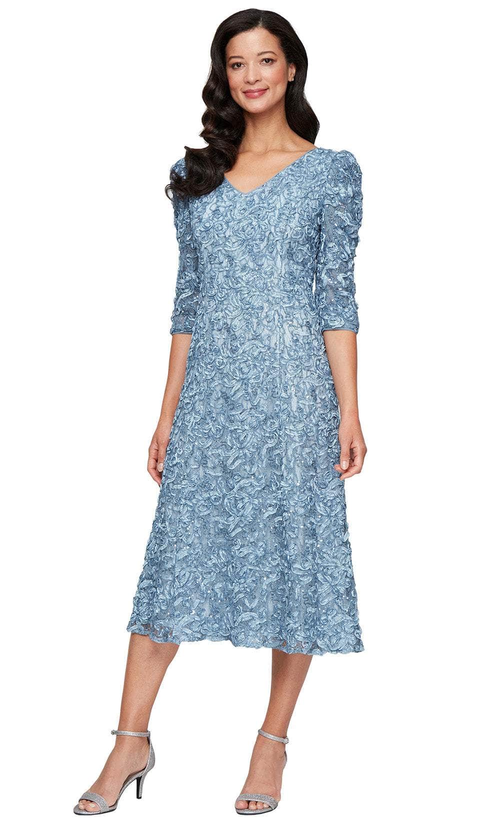 Alex Evenings 81122675 - Classic Soutache Dress with Modern Puff Sleeves