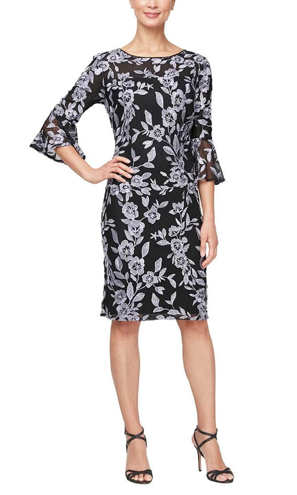 Alex Evenings 81171623 - Bell Sleeve Embroidered Short Dress Alex Evenings 81171623 - Bell Sleeve Embroidered Short Dress
