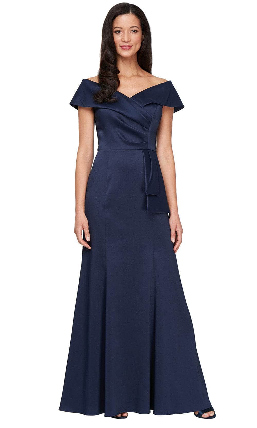 Alex Evenings 8138079 - Folded Off-Shoulder Neckline Mikado Gown Mother of the Bride Dresses