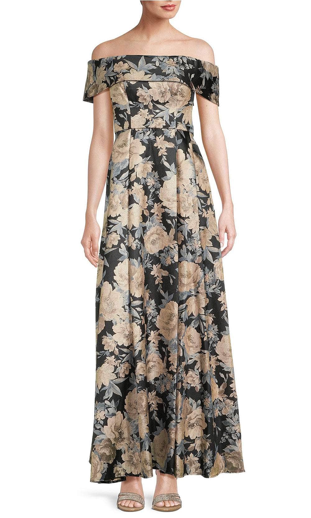Alex Evenings 8157026 - Off Shoulder Floral Evening Dress Prom Dresses 14 / Navy / Pink