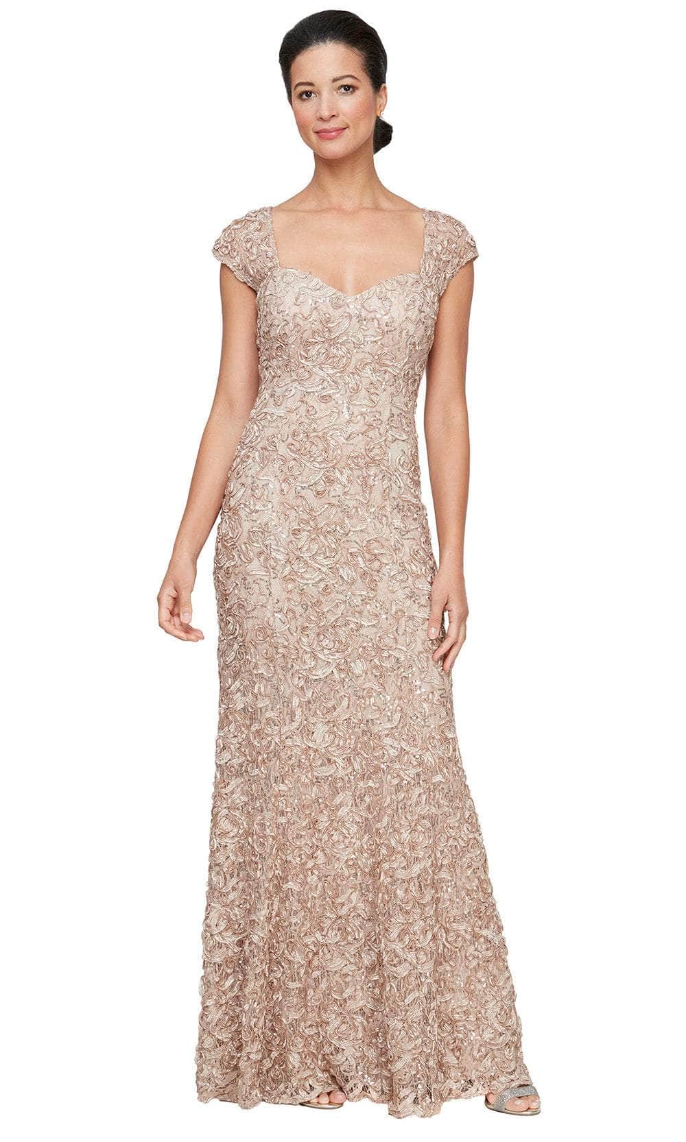 Alex Evenings 82122588 - Lace Cap Sleeve Sheath Gown Mother of the Bride Dresses