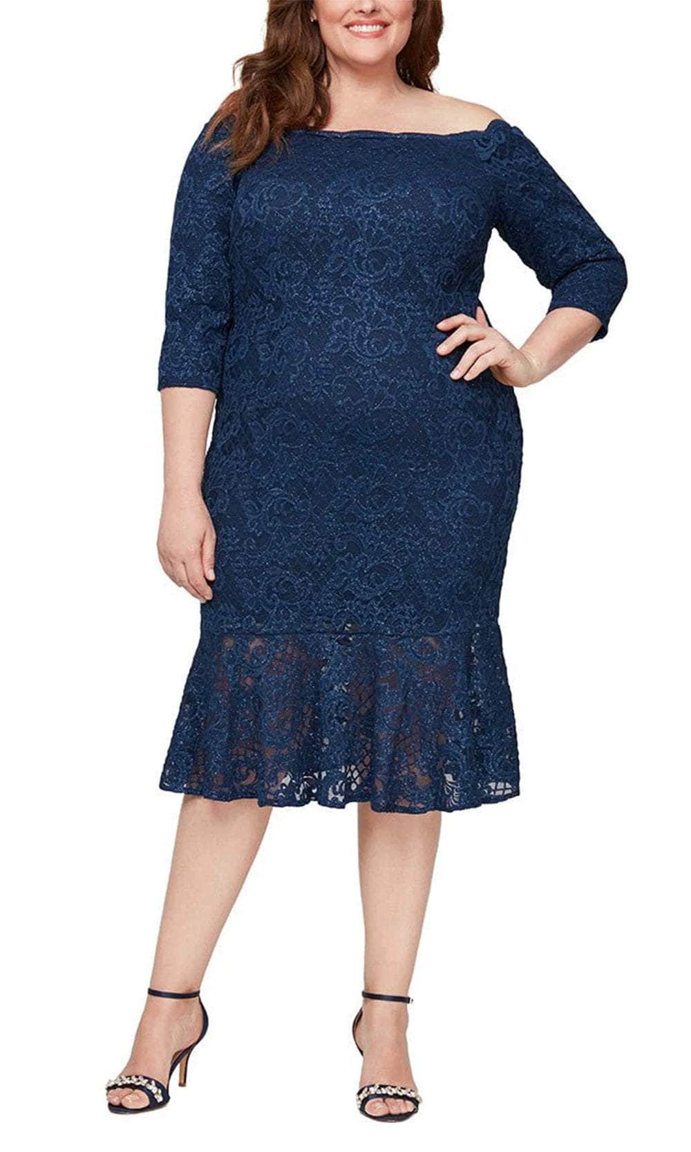Alex Evenings 84122610 - Scalloped Off Shoulder Dress ADASA Alex Evenings 84122610 - Scalloped Off Shoulder Dress ADASA