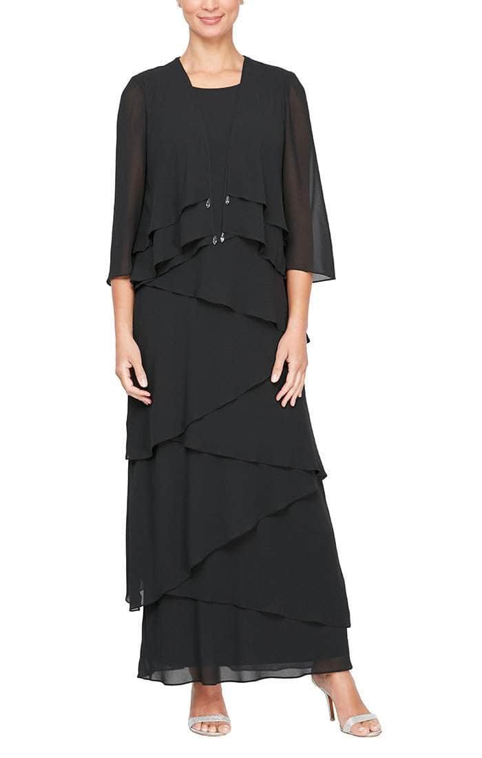 Alex Evenings 8492001 - Scoop Neck Diagonally Layered Dress Special Occasion Dresses