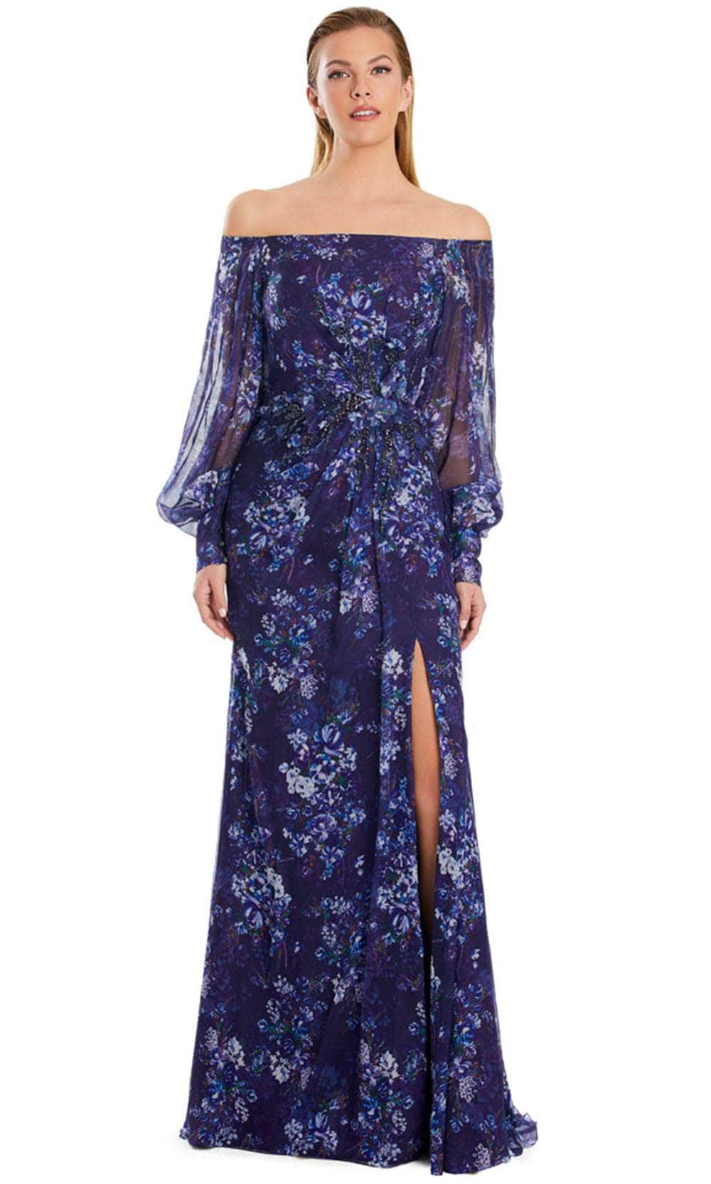 Alexander by Daymor 3045S25 - Off Shoulder Bishop Sleeve Gown Mother of the Bride Dresses 4 /  Hydrangea Bouquet