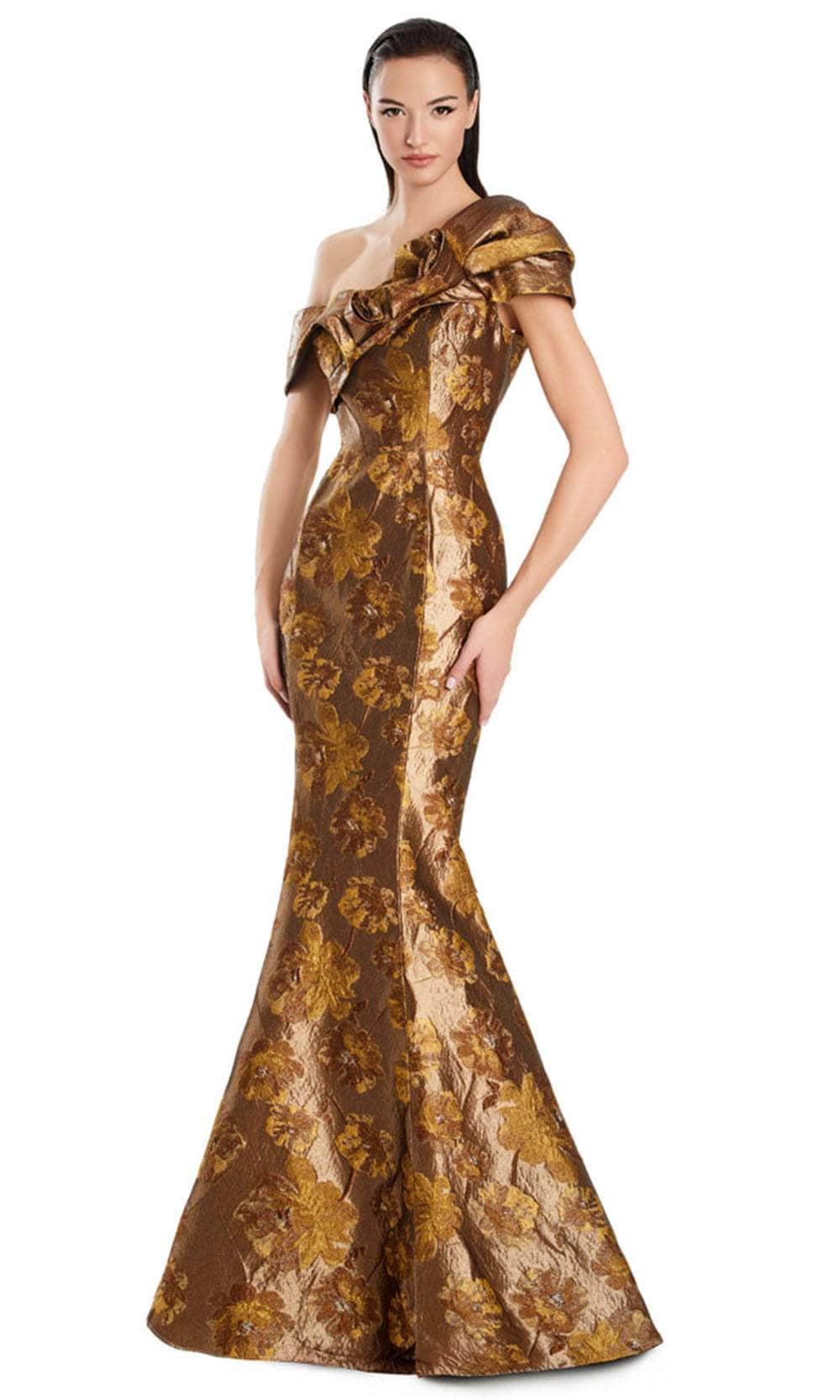Alexander by Daymor 3050S25 - Structured Bow Detail Mermaid Dress Mother of the Bride Dresses 4 /  Mocha/Gold
