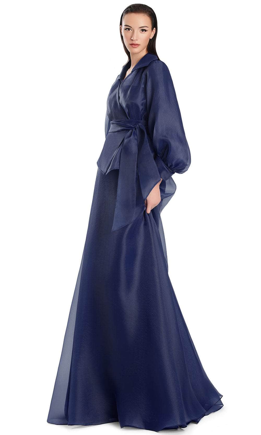 Alexander by Daymor 3090S25 - Quarter Sleeve Jacket A-Line Gown Mother of the Bride Dresses 4 /  Navy