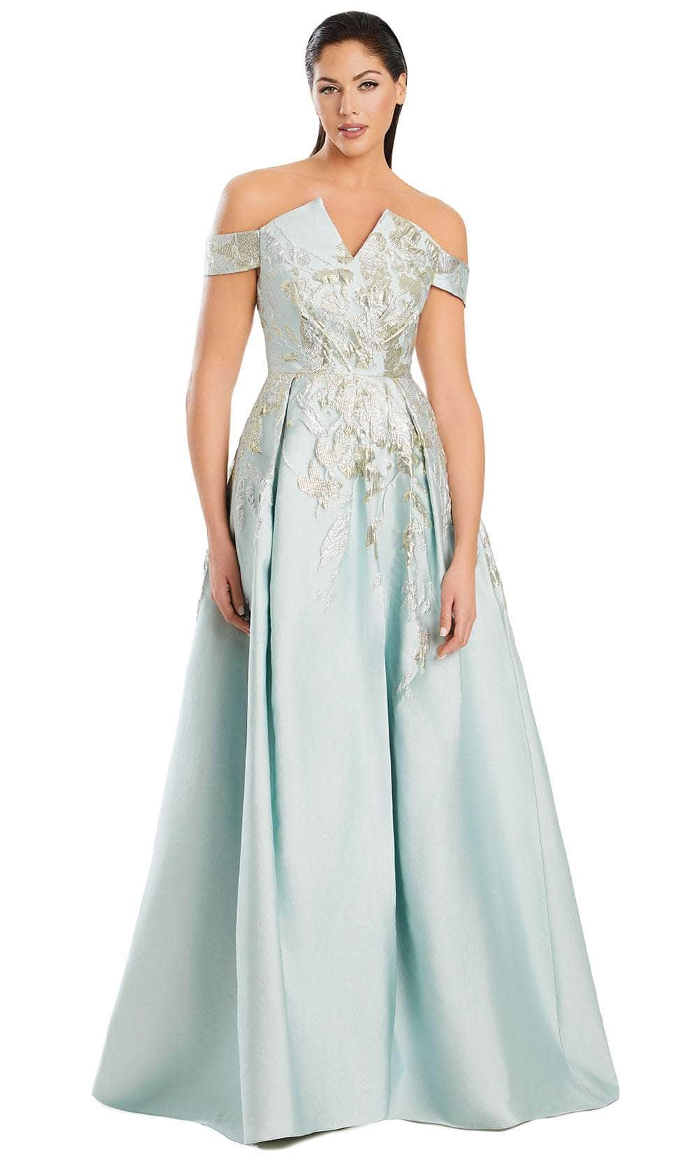 Alexander by Daymor 3097S25 - Pleated Skirt Off Shoulder Dress Mother of the Bride Dresses 4 /  Crystal/Multi