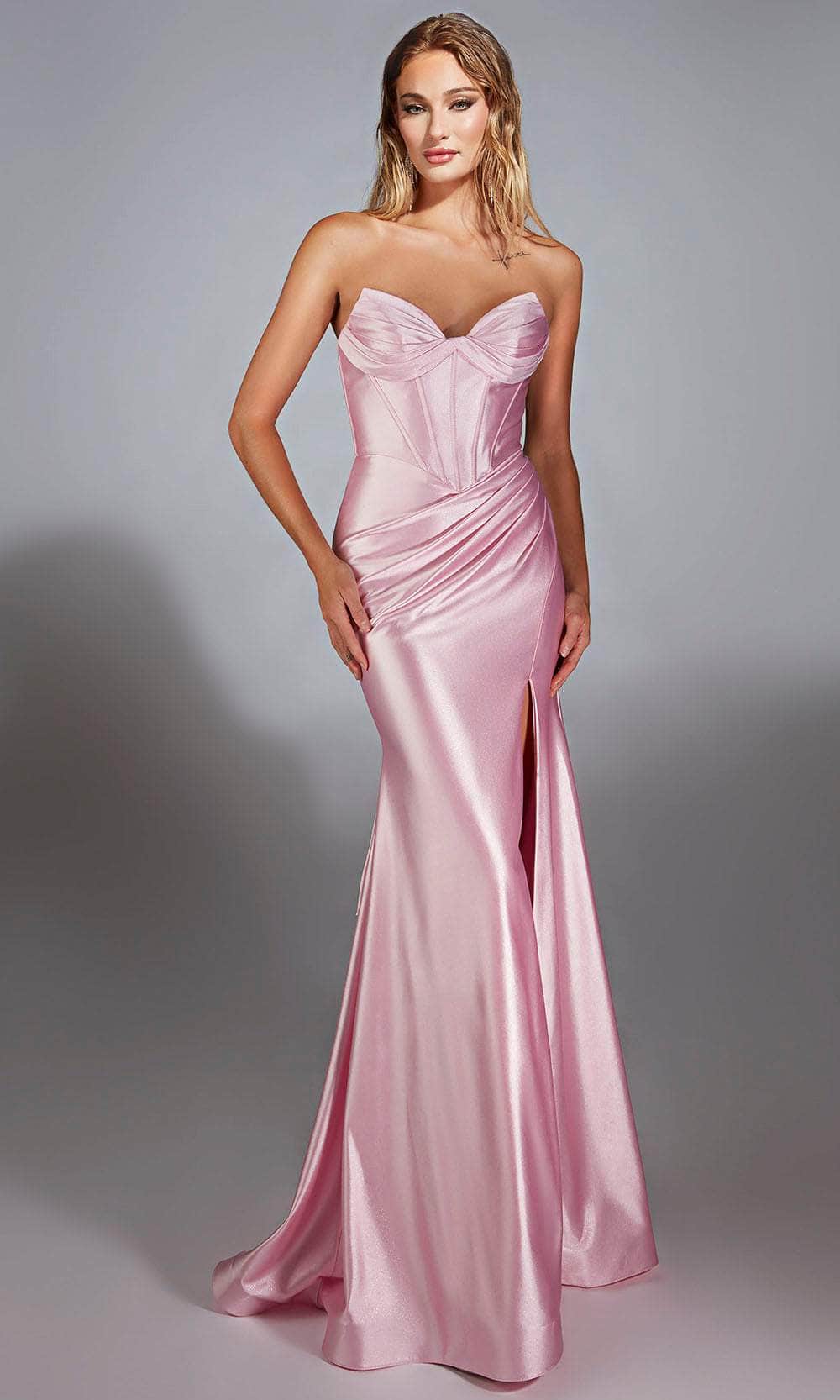 chinese dress ladies Navy Blue Satin Prom Dress with Spaghetti Straps and High Slit – FD5196 –  Viniodress