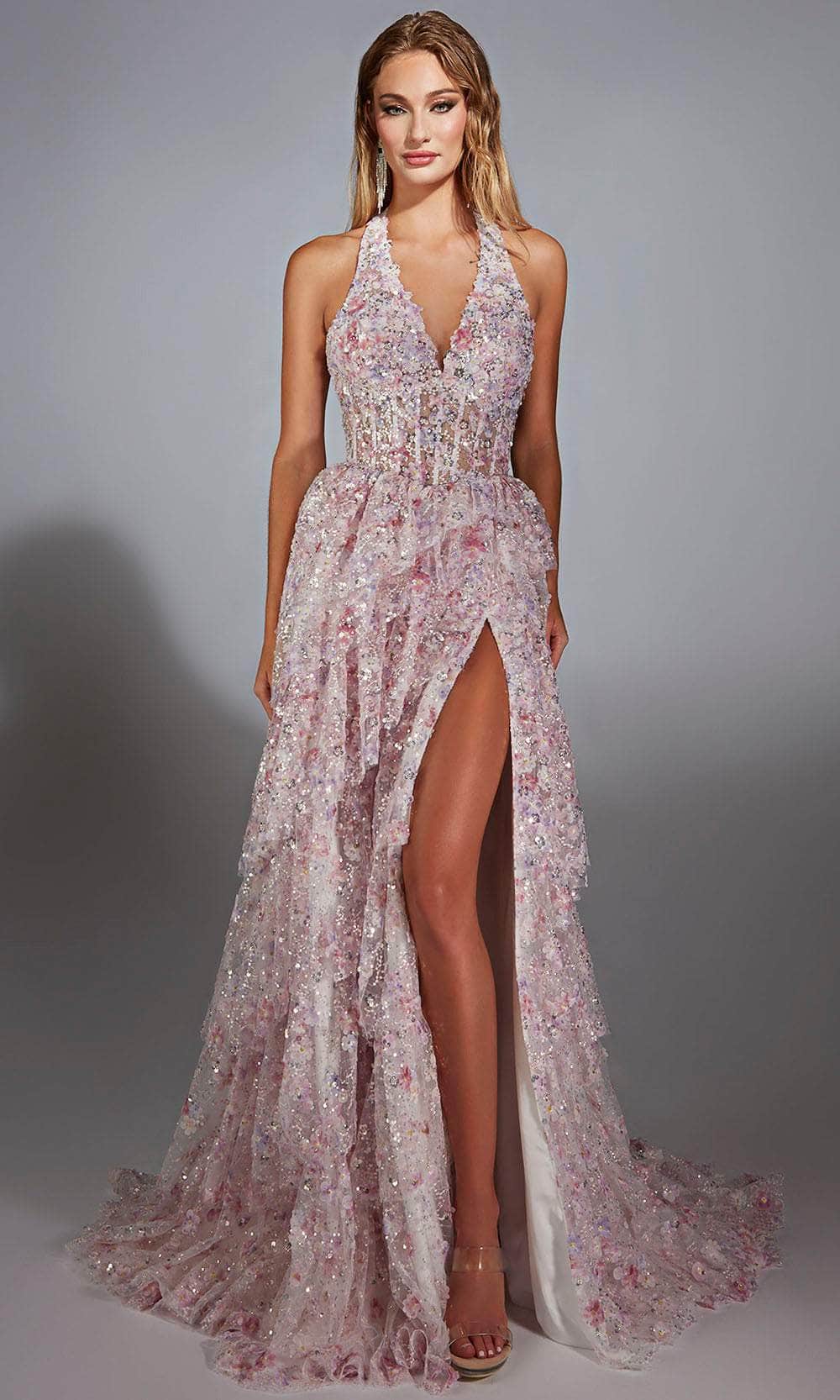 Alyce Paris 61740 - Ruffled Skirt Floral Evening Gown Prom Dresses