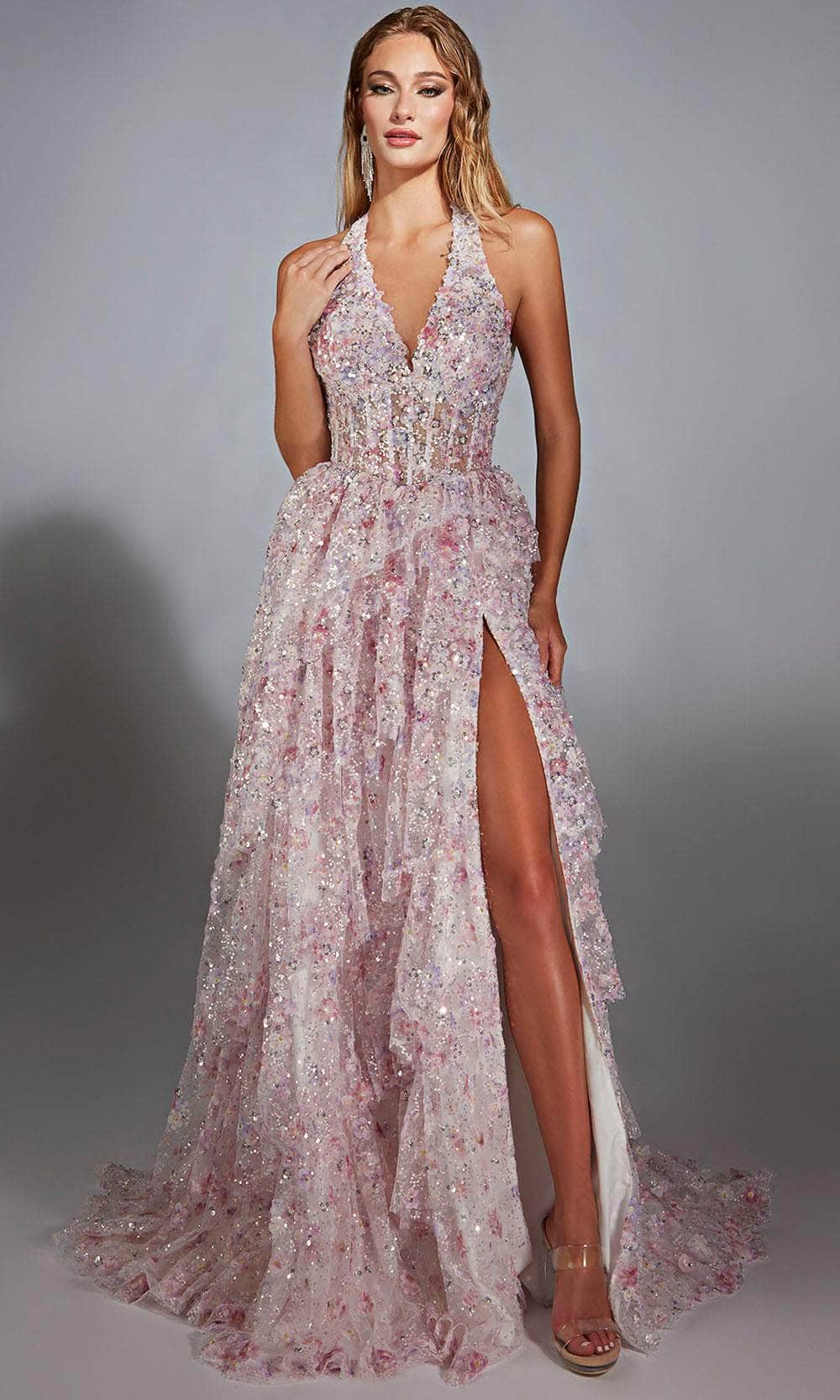 Alyce Paris 61740 - Ruffled Skirt Floral Evening Gown Prom Dresses