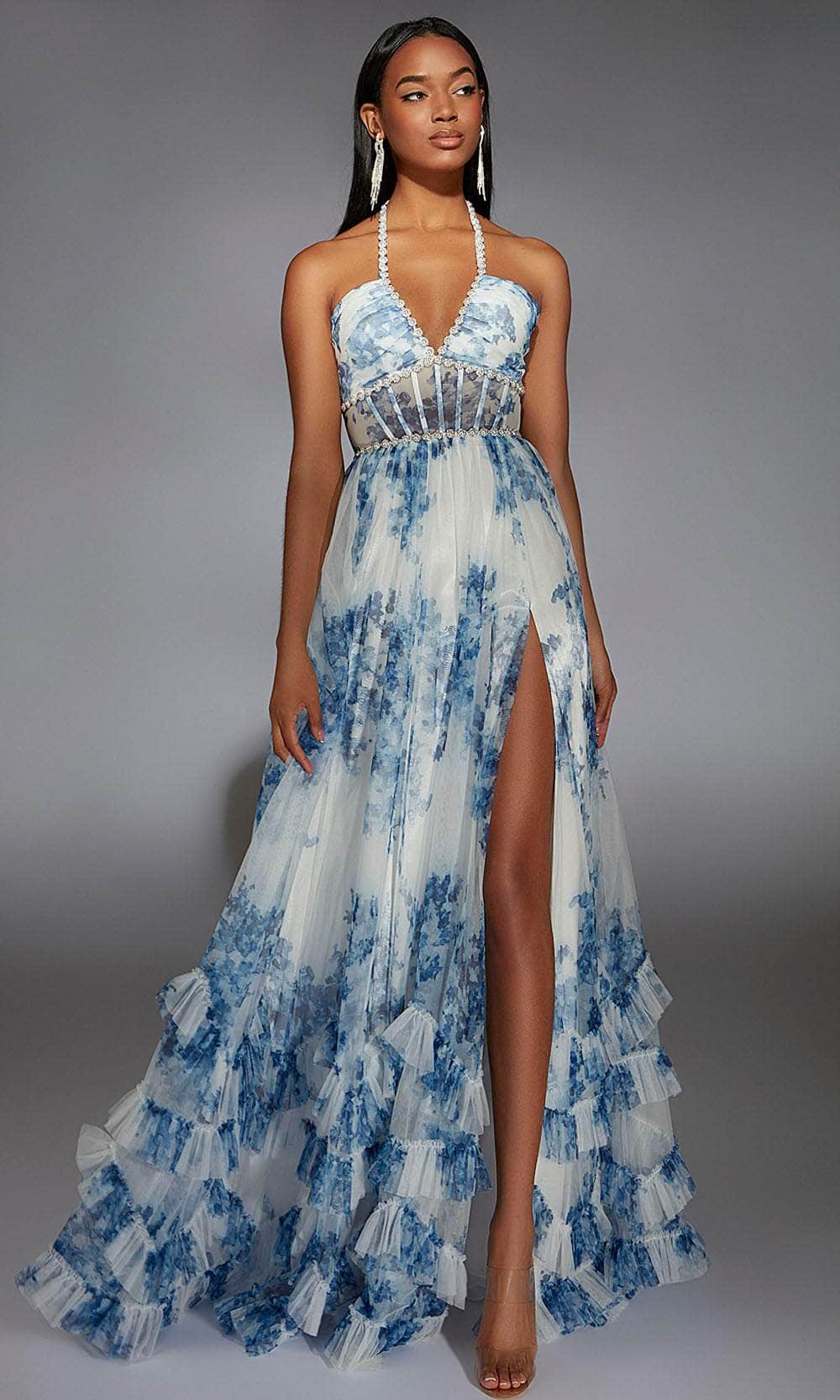 Alyce Paris 61757 - Sheer Corset Ruffled Hem Gown Prom Dresses