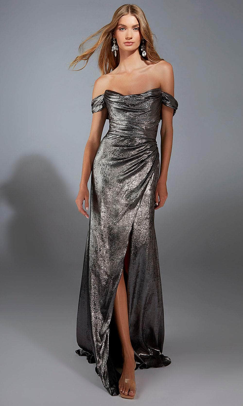 Alyce Paris 61778 - Long Metallic Voile Sheath Dress