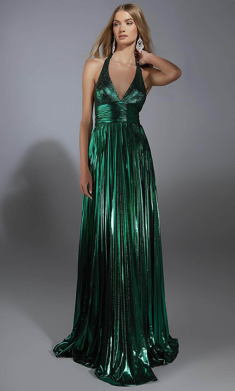 Alyce Paris 61792 - Long Metallic Foil A-line Dress