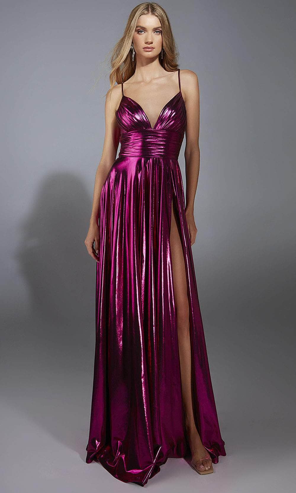 metallic foil dress Alyce Paris 61801