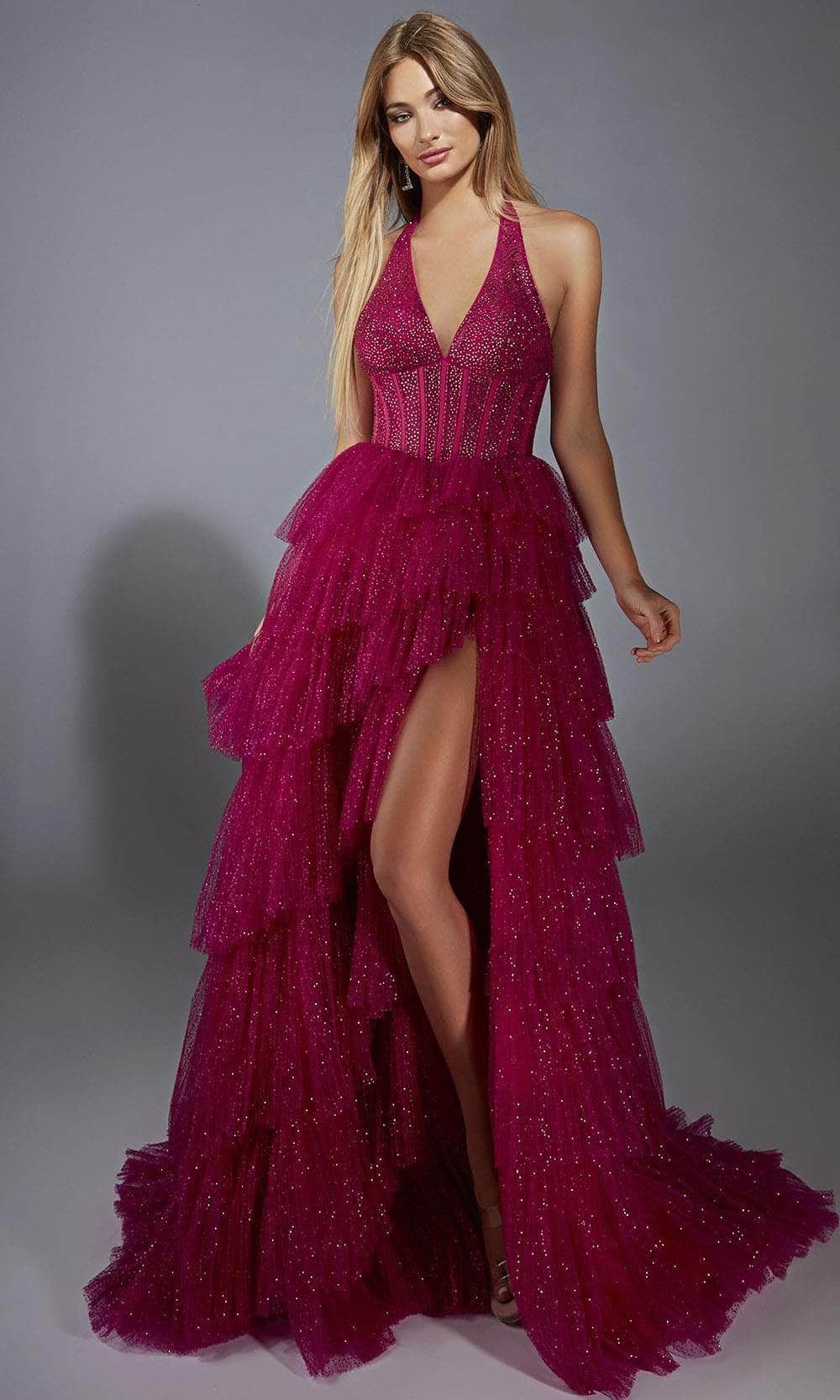 Alyce Paris 61859 - Glamorous Ruffle Skirt Glitter Gown Alyce Paris 61859 - Glamorous Ruffle Skirt Glitter Gown