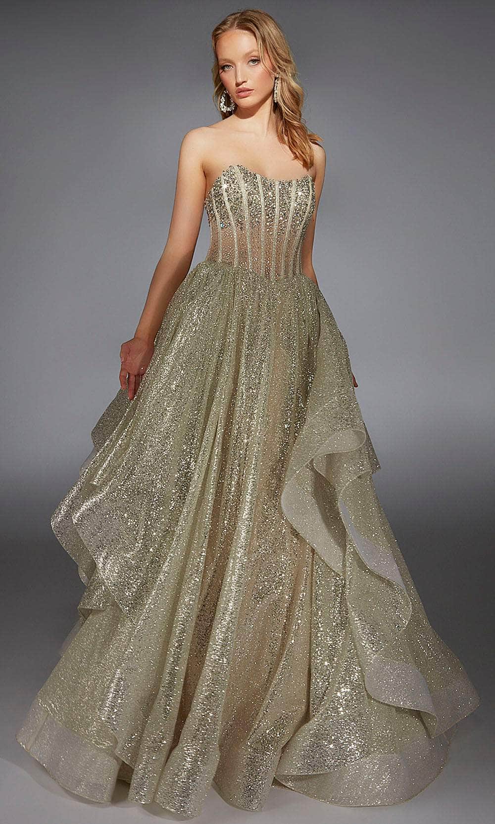 white christmas dresses Alyce Paris 61775 Floral Ruffles Elegant Fullness Prom Dress Black / 6 main image 0