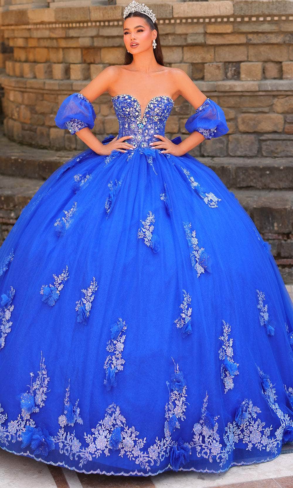 Amarra 54242 - Embroidered Strapless Ballgown Quinceanera Dresses 00 /  Royal Blue