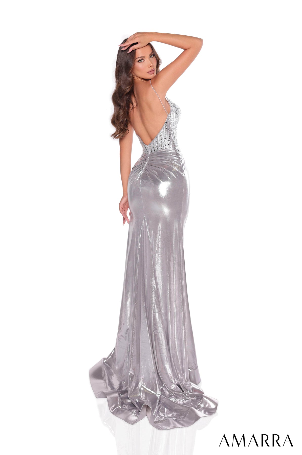 Amarra 88212 - Metallic Sleeveless Sheath Gown Evening Dresses