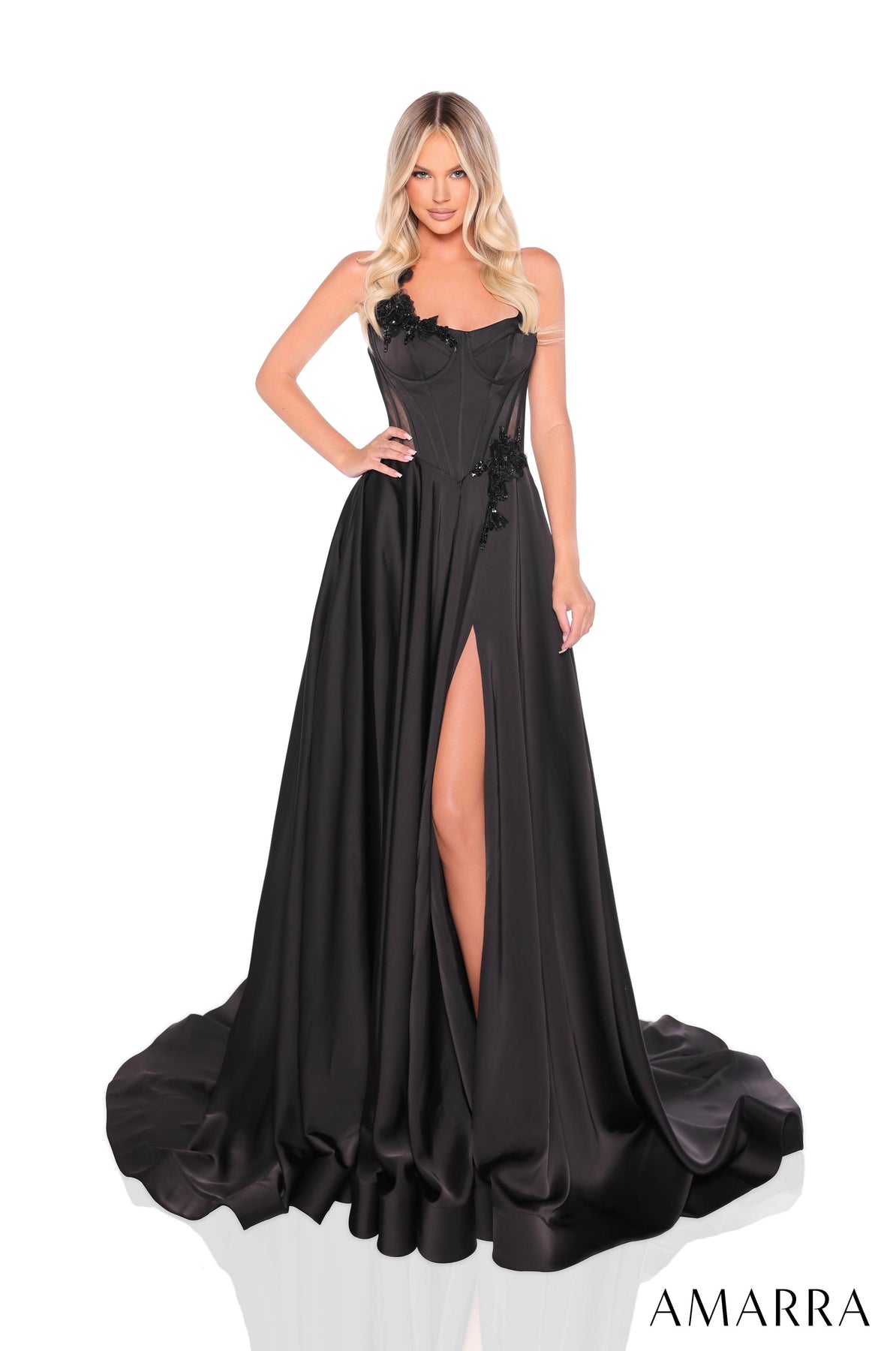 Amarra 88214 - Structured Bodice Sweetheart Gown Prom Dresses 000 /  Black