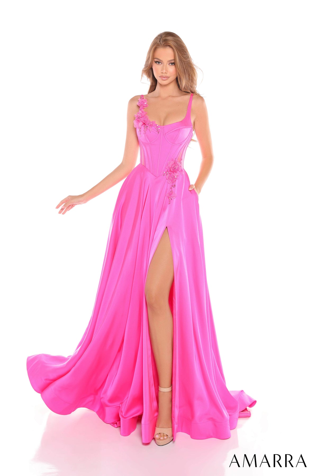 Amarra 88214 - Structured Bodice Sweetheart Gown Prom Dresses 000 /  Fuchsia